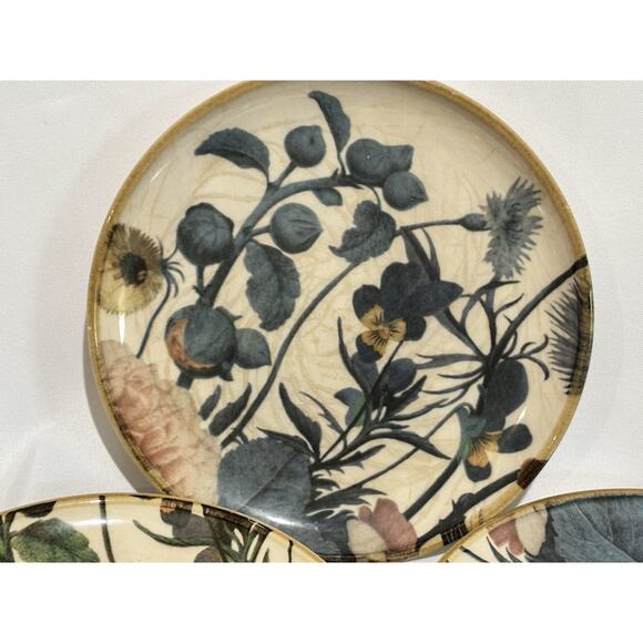 Pier 1 Moody Blooms Floral Hand Painted Ceramic 8" Salad Plates Set Of 3 - Picture 4 of 10